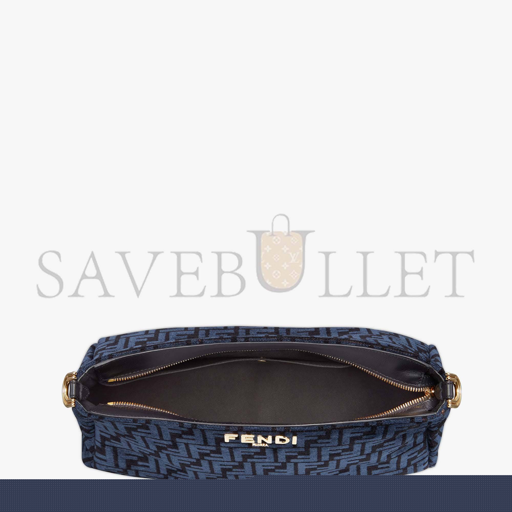 F**di o’lock zipper - dark blue tapestry fabric bag 8br805alfvf1ivu (36*23.5*14cm)