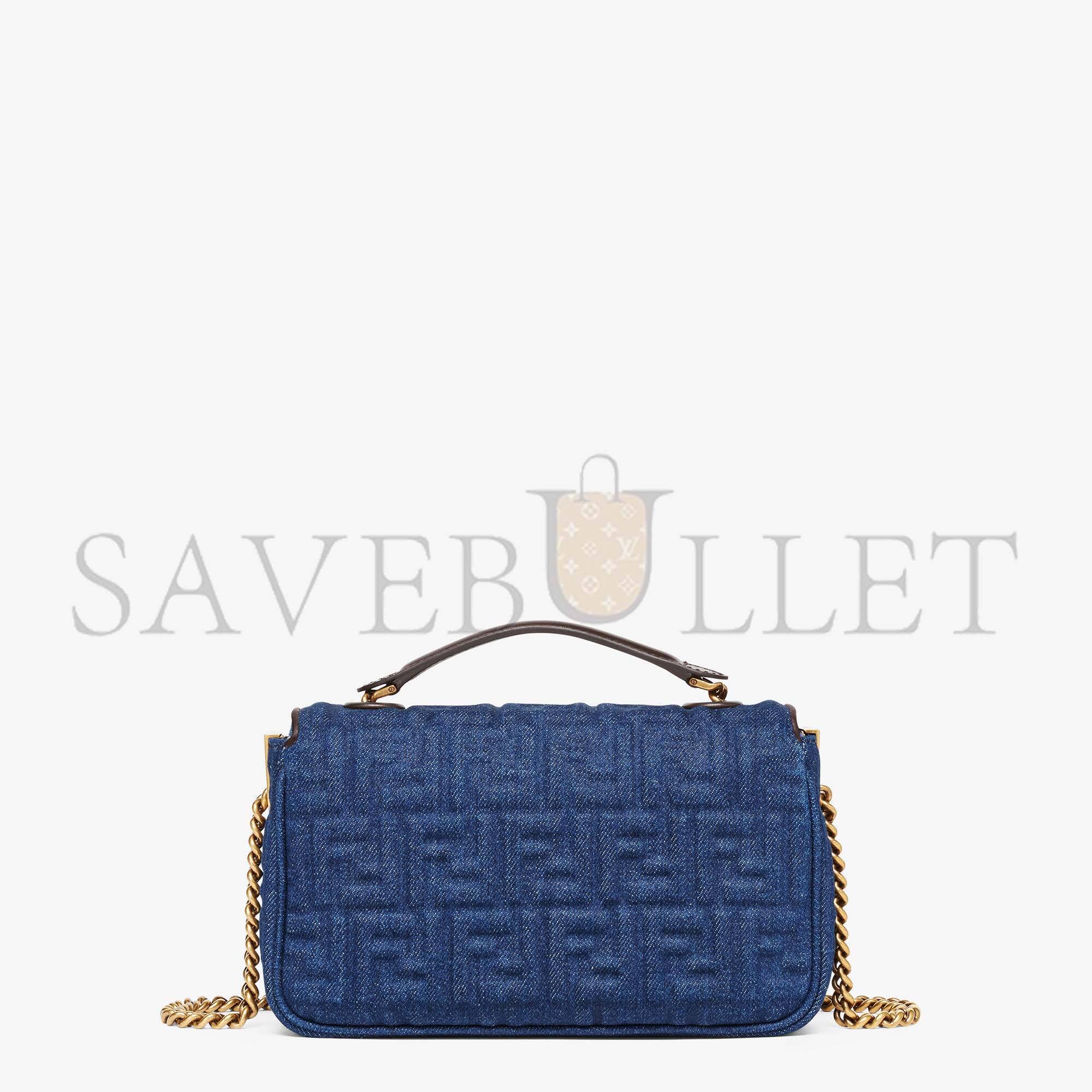 F**di baguette chain midi - dark blue denim bag 8br793alowf1hzw (24*14.5*7cm)