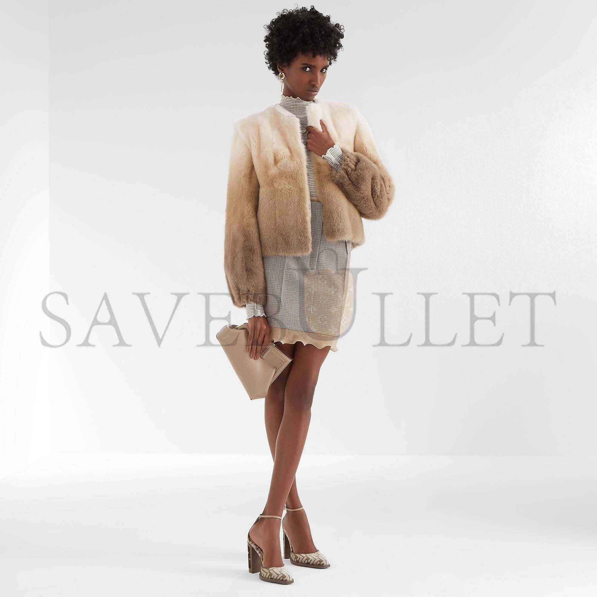 F**di first small - dove gray leather bag 8bp129abvef0e65 (26*18*9.5cm)