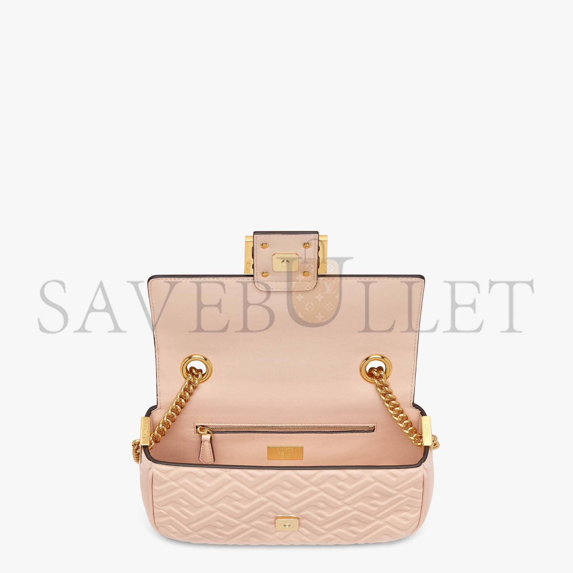 F**di baguette chain midi - pale pink leather bag 8br793ah9cf171m (24*14.5*7cm)
