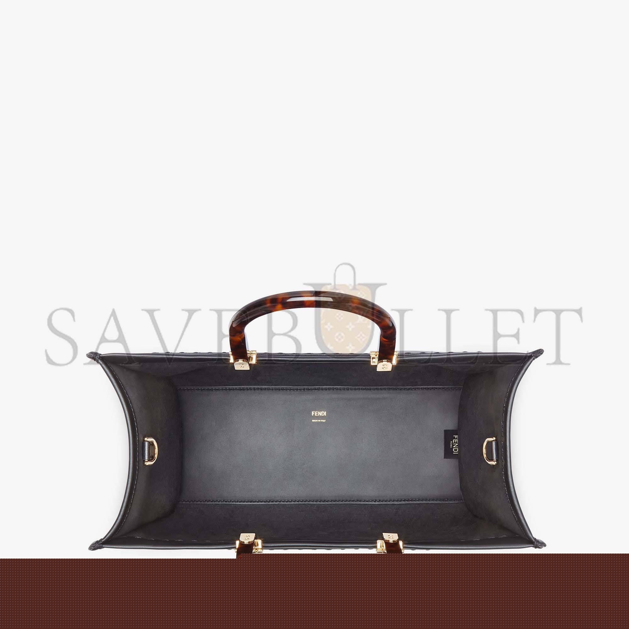 F**di sunshine medium - black leather shopper 8bh386abvlf0kur (35*31*17cm)