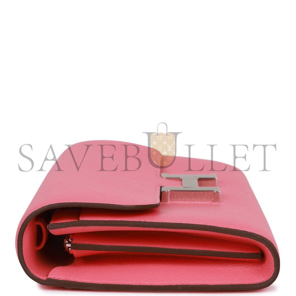 H**mes constance wallet to go rose azalee evercolor palladium hardware (20.3*11.4*3.8cm)