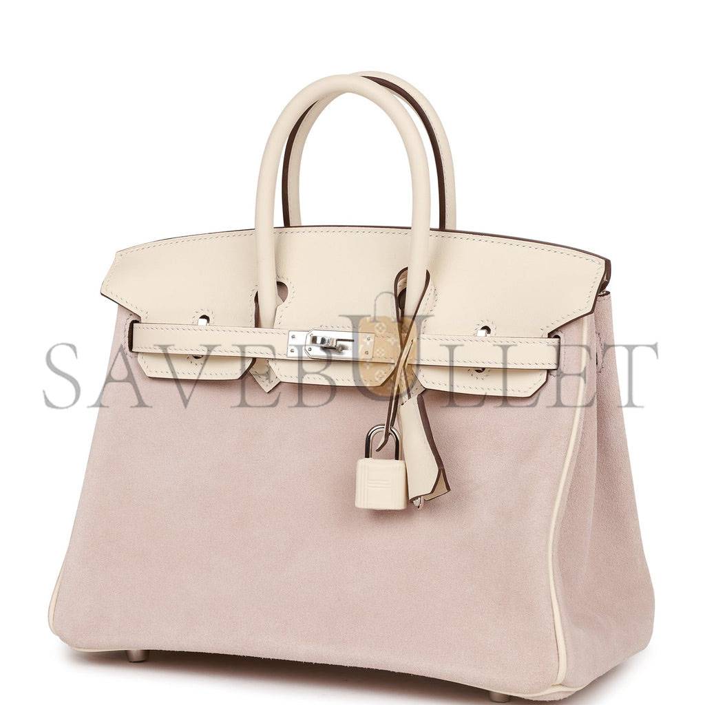 H**mes birkin 25 glycine grizzly and nata swift palladium hardware (25cm)