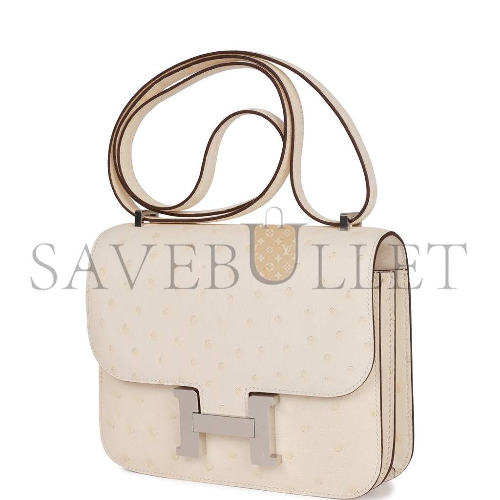 H**mes constance 18 nata ostrich palladium hardware 39857367875678 (18cm)
