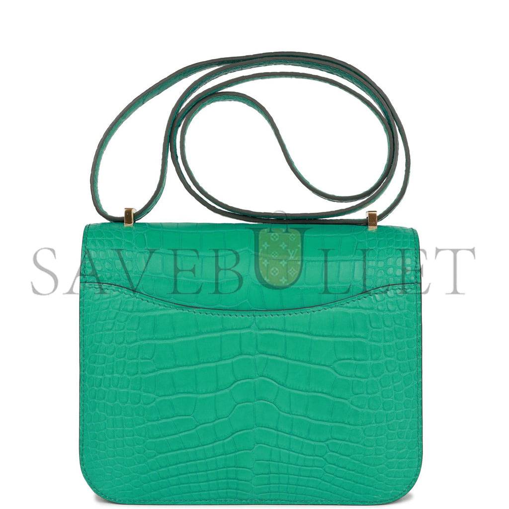 H**mes constance 18 vert jade matte alligator gold hardware 39821013450846 (18cm)