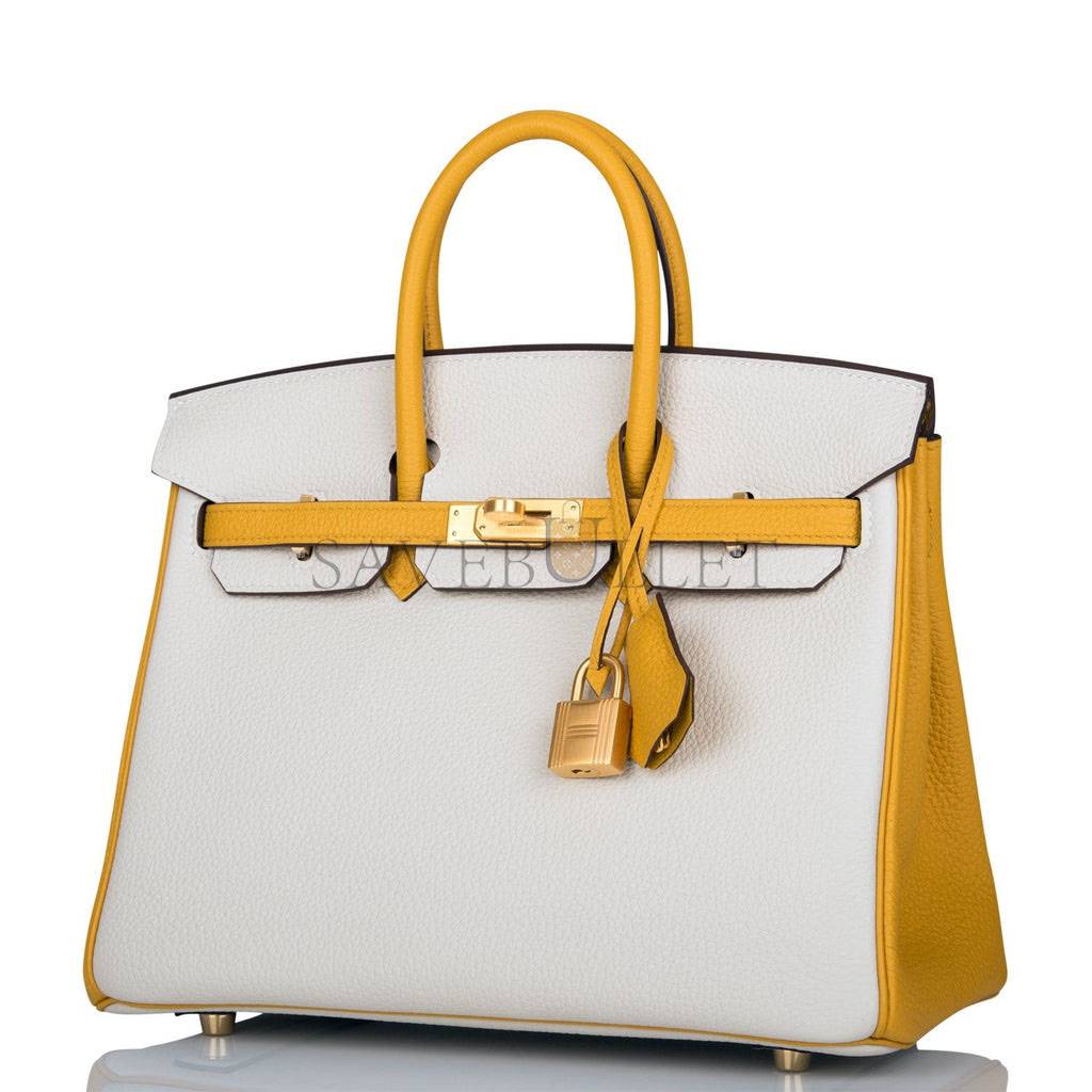 H**mes special order (hss) birkin 25 craie and jaune ambre togo brushed gold hardware handmade (25cm)