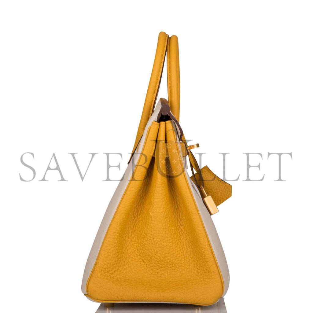 H**mes special order (hss) birkin 25 craie and jaune ambre togo brushed gold hardware handmade (25cm)