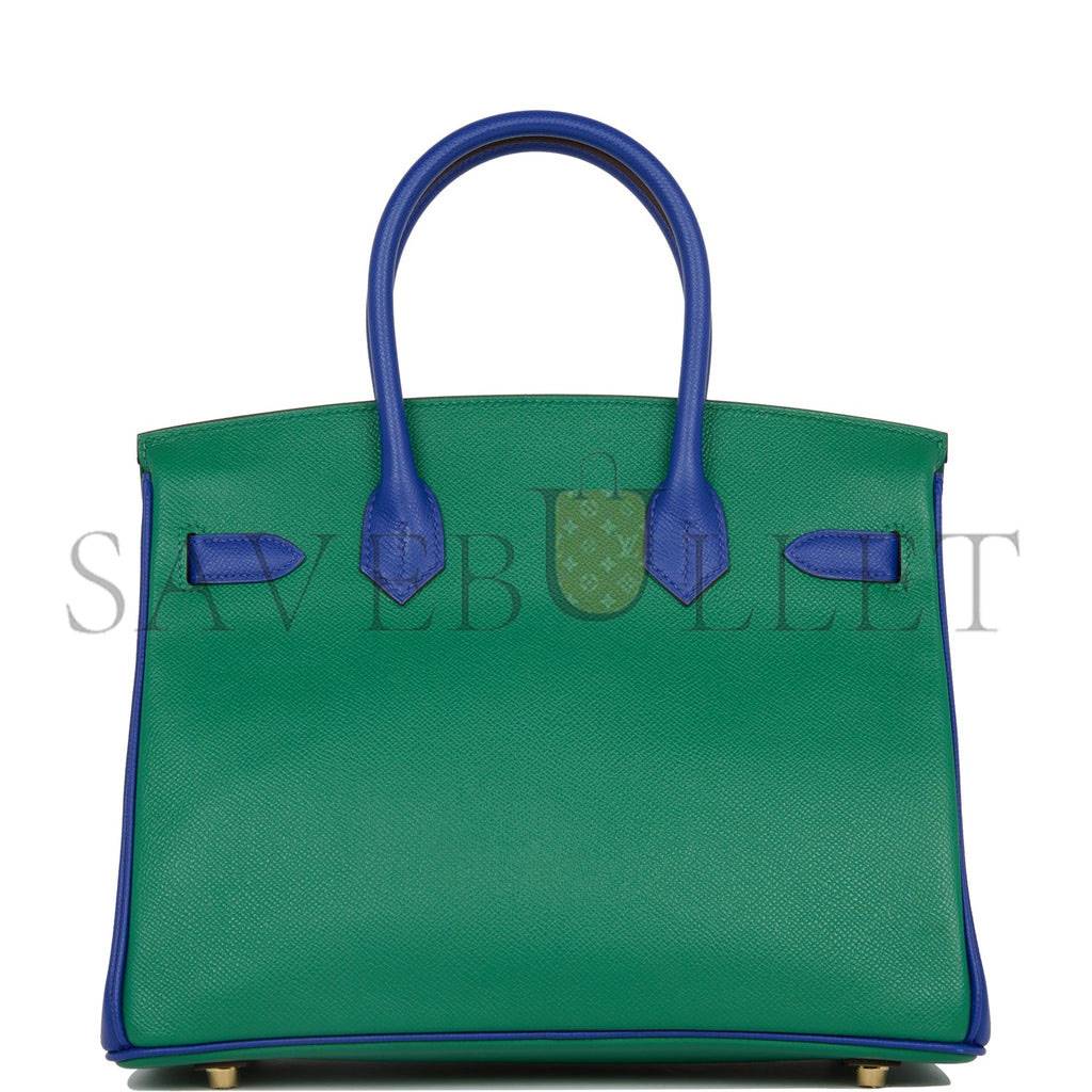 H**mes special order (hss) birkin 30 vert verone and bleu electric epsom brushed gold hardware ( 30cm*22*16cm)