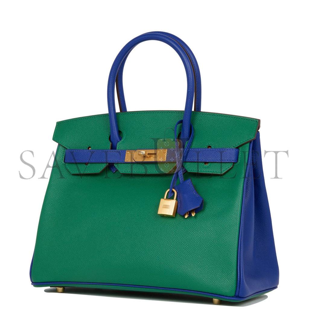 H**mes special order (hss) birkin 30 vert verone and bleu electric epsom brushed gold hardware ( 30cm*22*16cm)