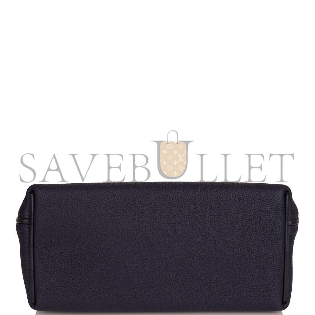 H**mes 2424 bag 29 bleu nuit alligator and togo touch palladium hardware (29*24*15cm)