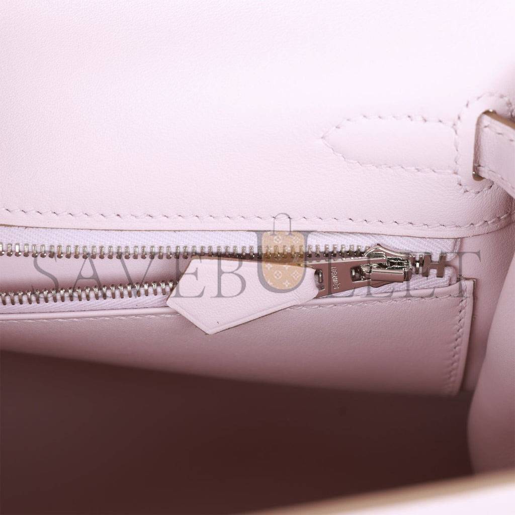 H**mes kelly retourne 25 mauve pale swift palladium hardware handmade(25*17*7cm)