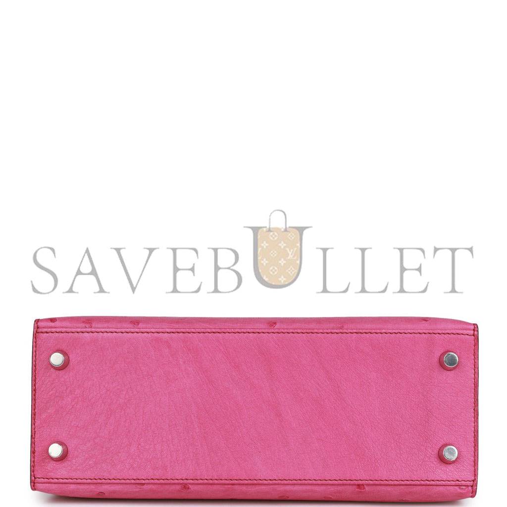 H**mes kelly sellier 25 fuchsia ostrich palladium hardware (25*17*7cm)