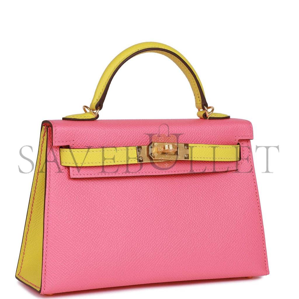 H**mes special order (hss) kelly mini sellier 20 rose azalee and lime epsom gold hardware (19*12*5.5cm)