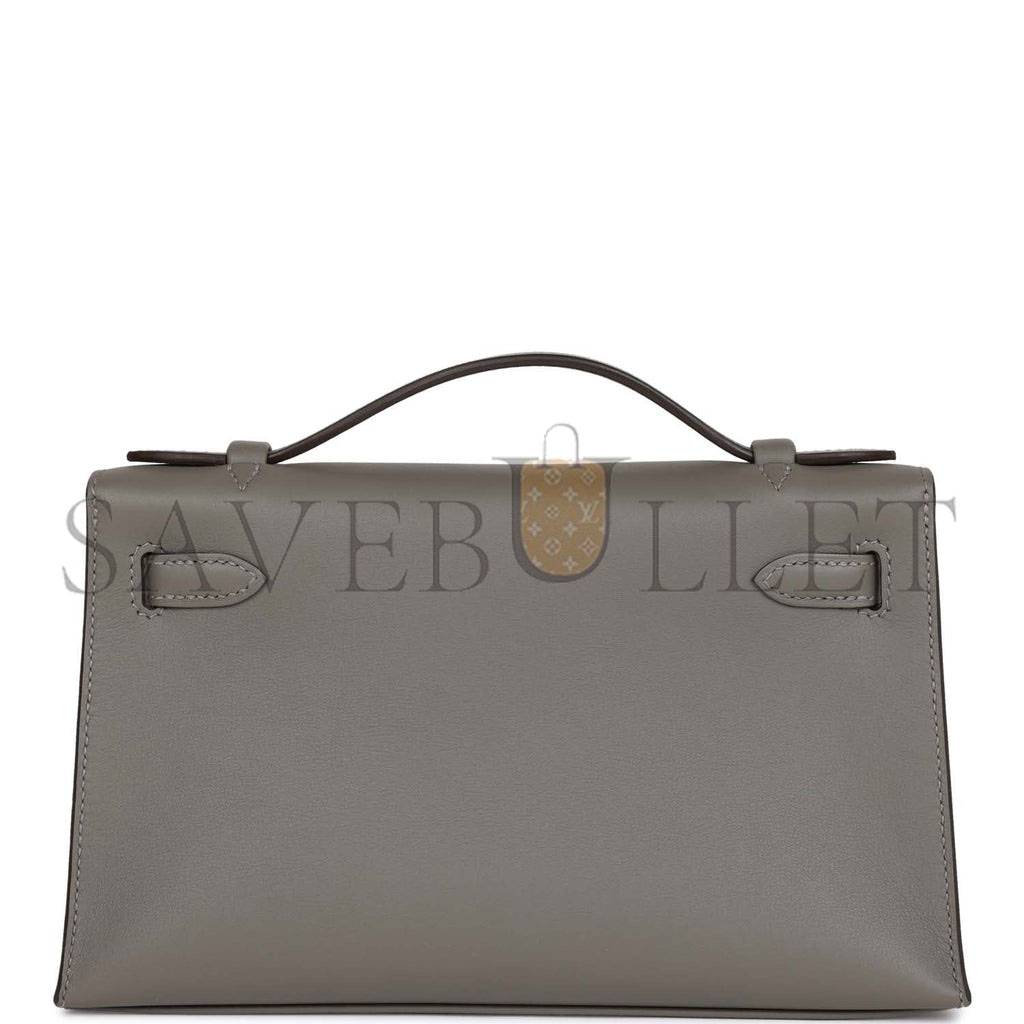 H**mes mini kelly pochette gris meyer swift palladium hardware (22*14*7cm)