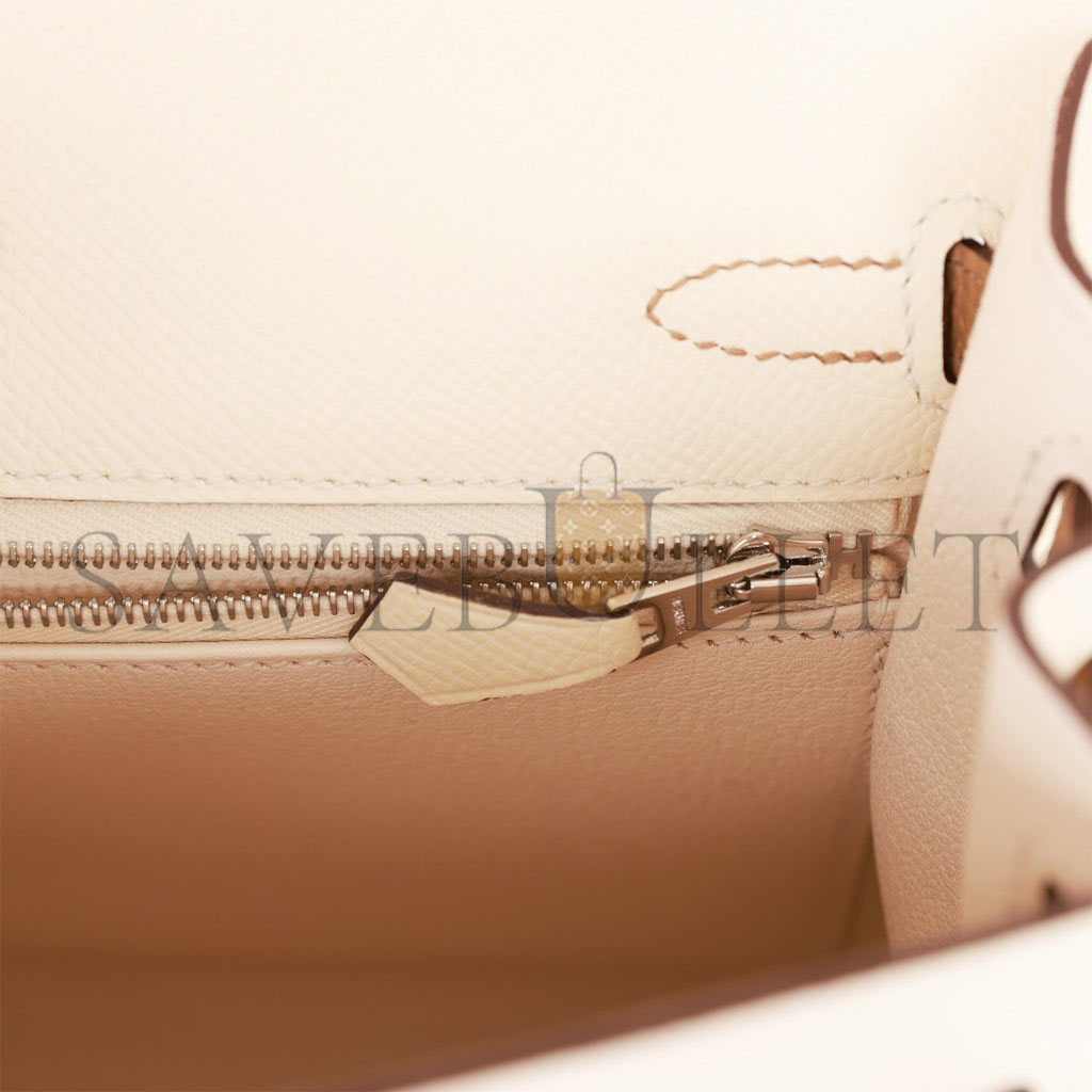 H**mes kelly sellier 25 tri-color nata, chai and gris meyer epsom palladium hardware (25*17*7cm)