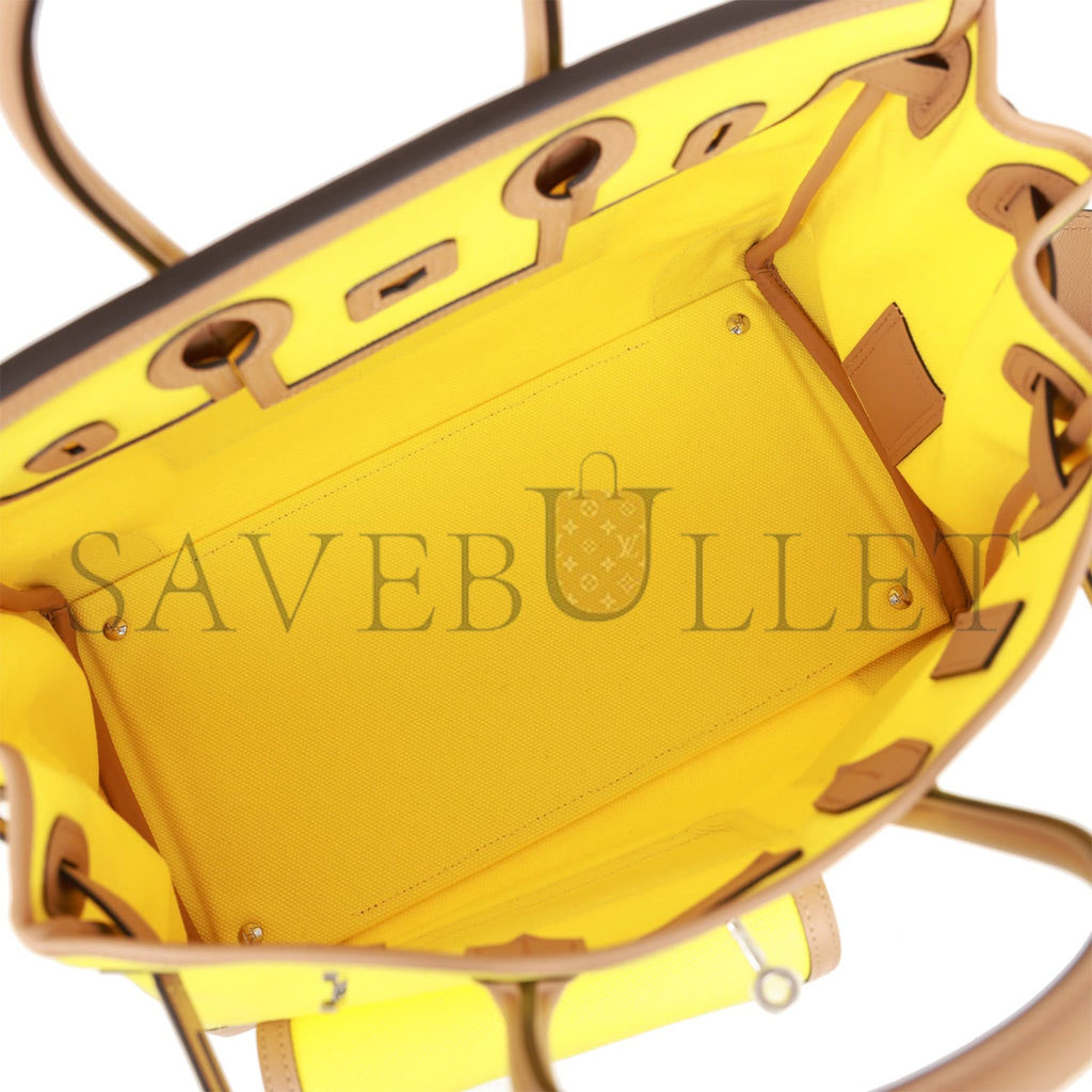 H**mes birkin cargo 35 jaune citron toile and chai swift palladium hardware 39728751083614 (35*28*18cm)