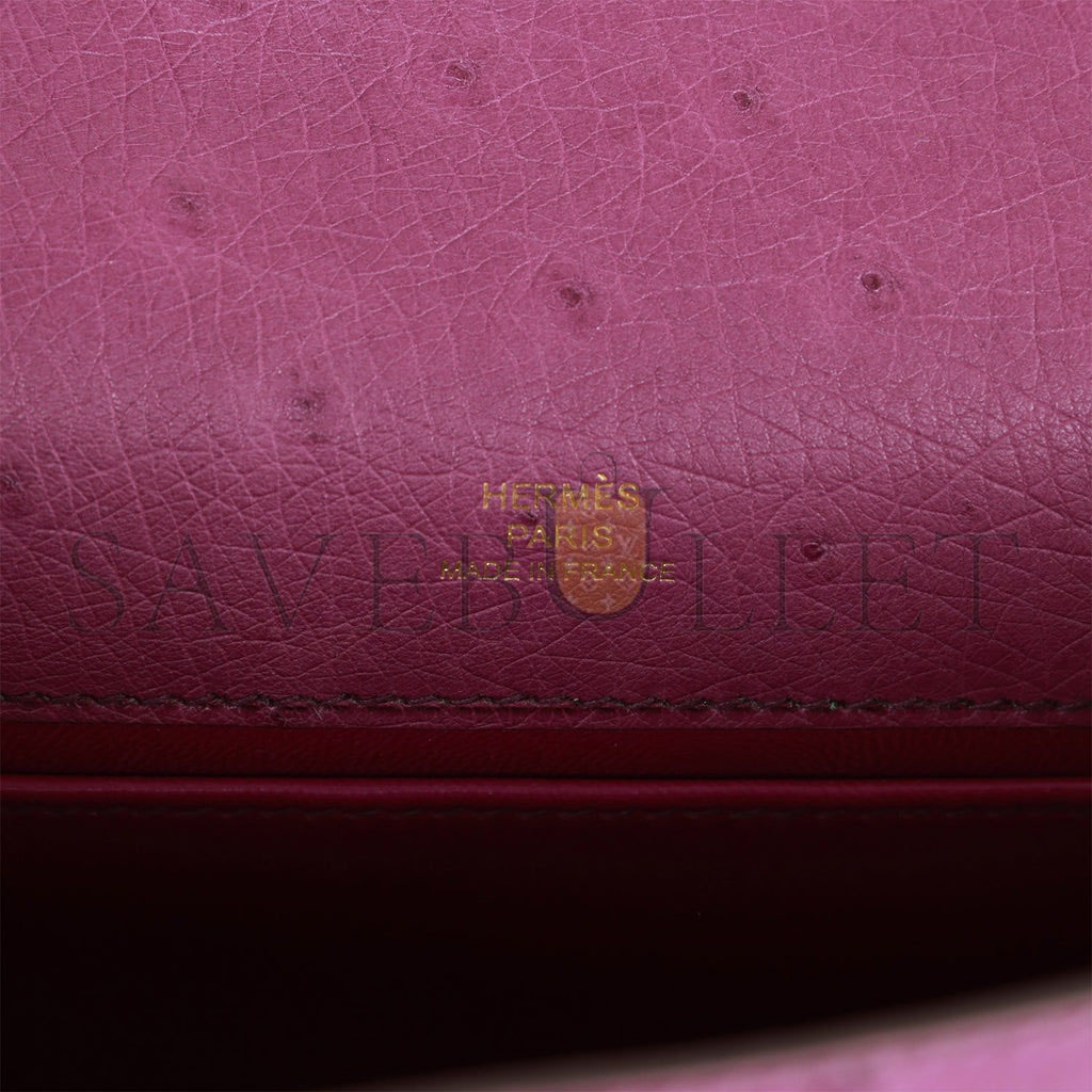 H**mes kelly pochette anemone ostrich permabrass hardware (22*12*13cm)