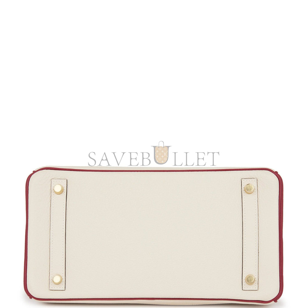 H**mes special order (hss) birkin 30 craie and rouge grenat togo permabrass hardware ( 30cm*22*16cm)