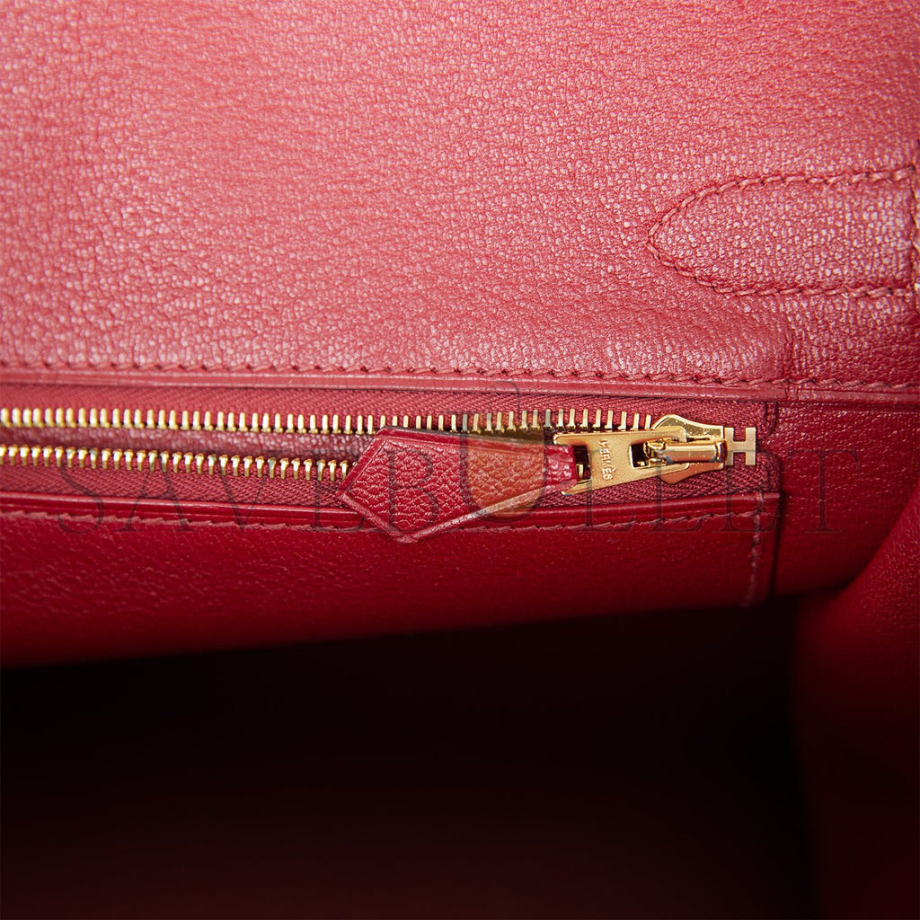 H**mes special order (hss) birkin 30 craie and rouge grenat togo permabrass hardware ( 30cm*22*16cm)