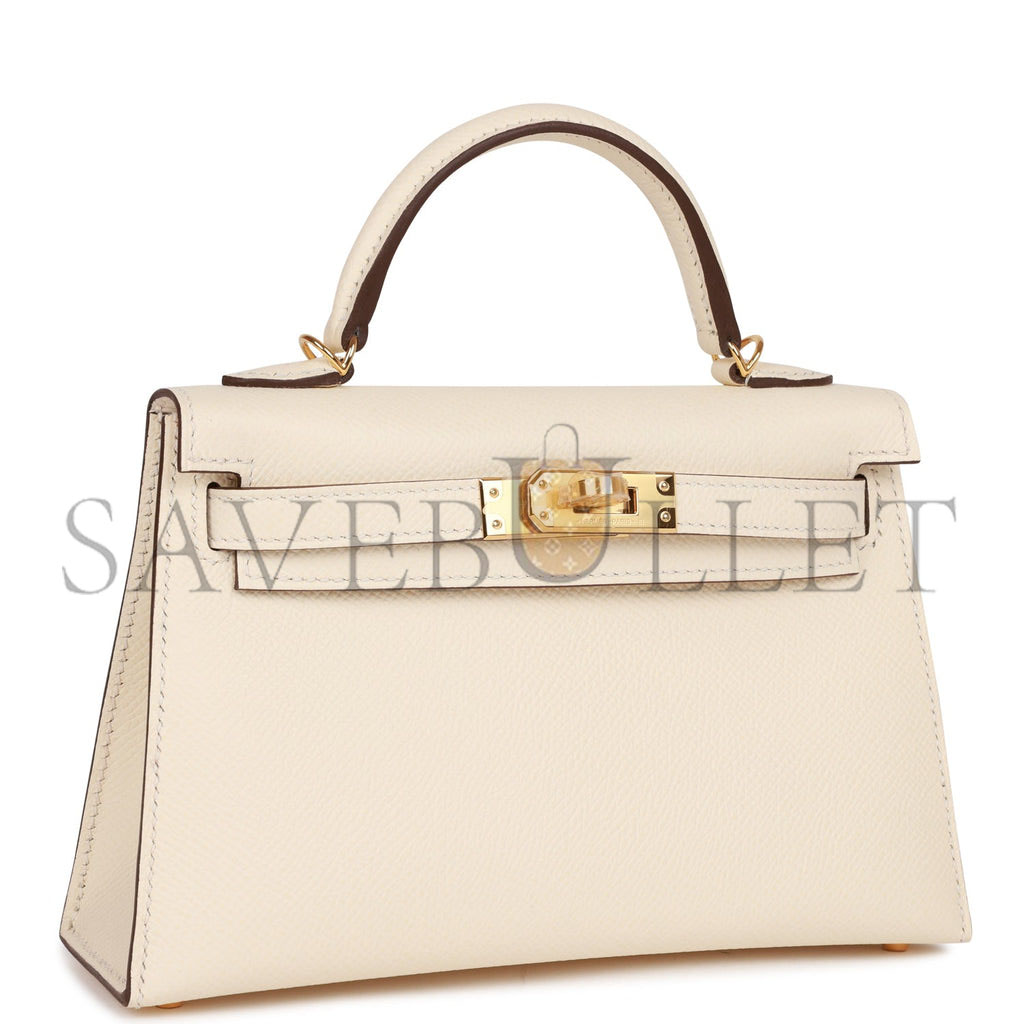 H**mes mini kelly sellier 20 nata epsom gold hardware (19*12*5.5cm)