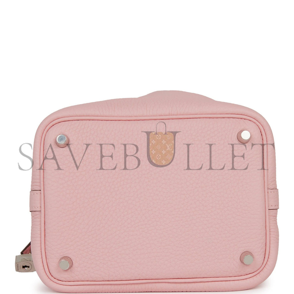 H**mes picotin lock 18 rose sakura clemence palladium hardware (18*13*18cm)