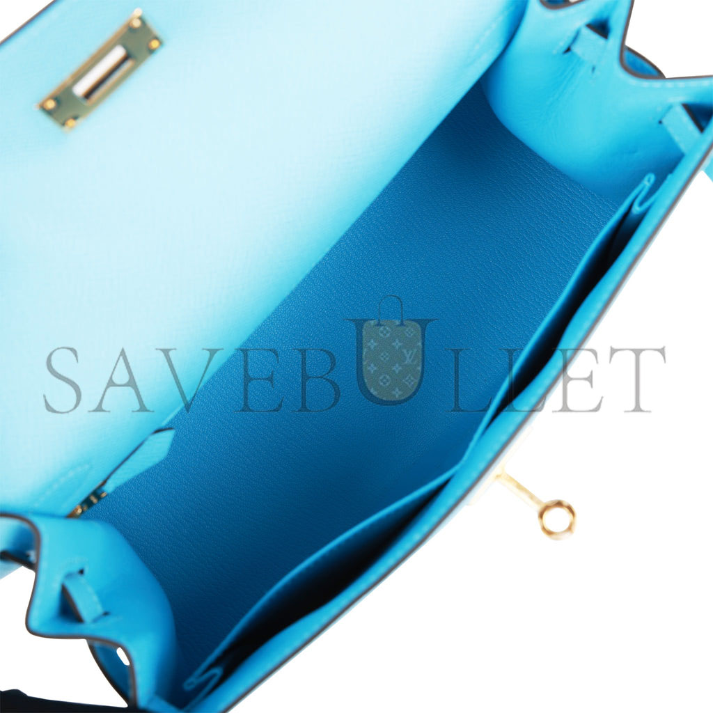 H**mes kelly sellier 28 celeste epsom gold hardware (25*17*7cm)