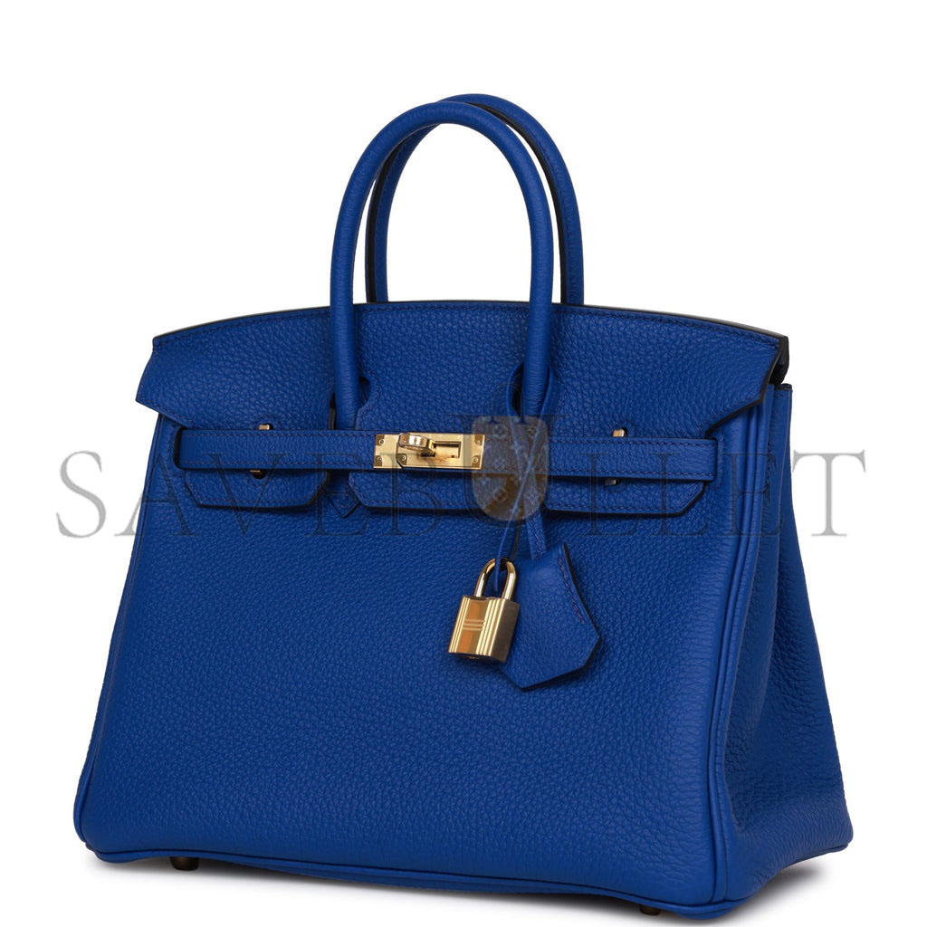 H**mes birkin 25 bleu royal togo gold hardware handmade (25cm)