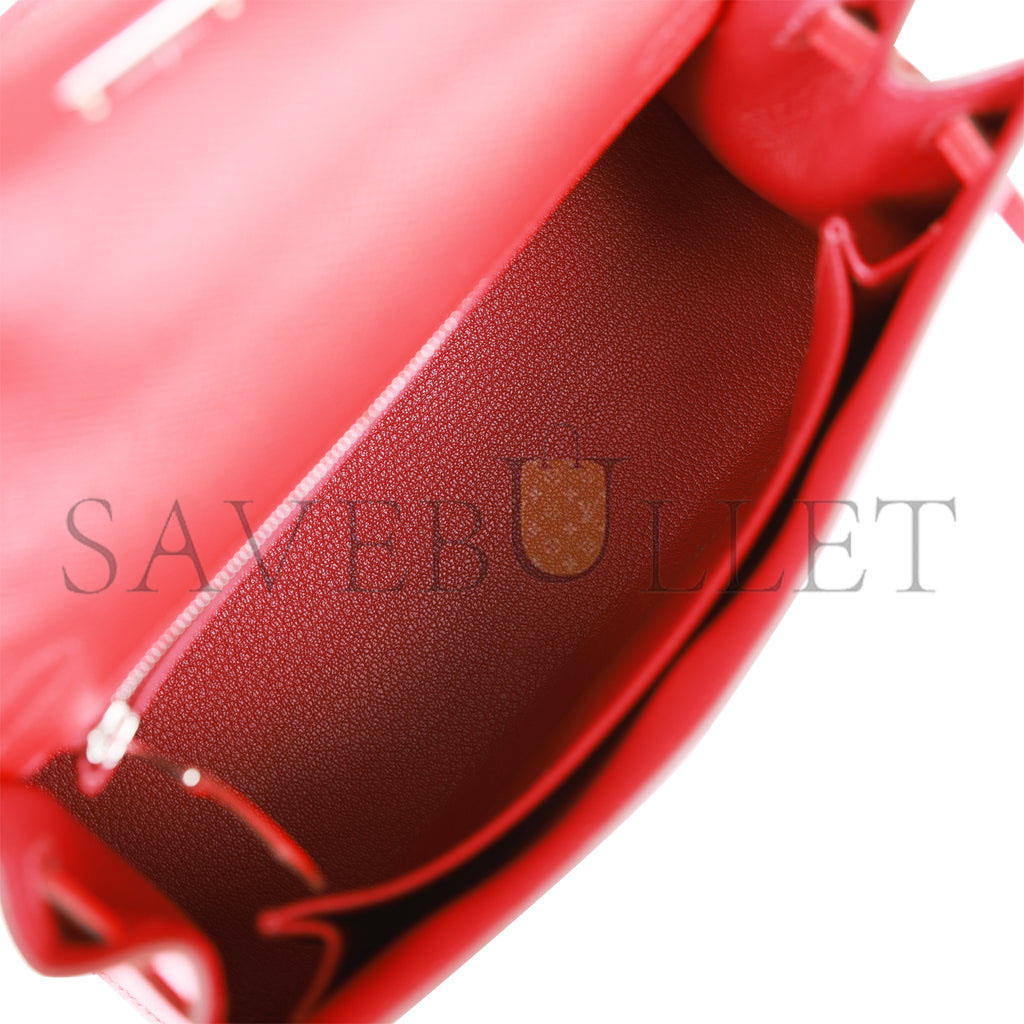 H**mes kelly sellier 25 rouge de coeur verso epsom palladium hardware (25*17*7cm