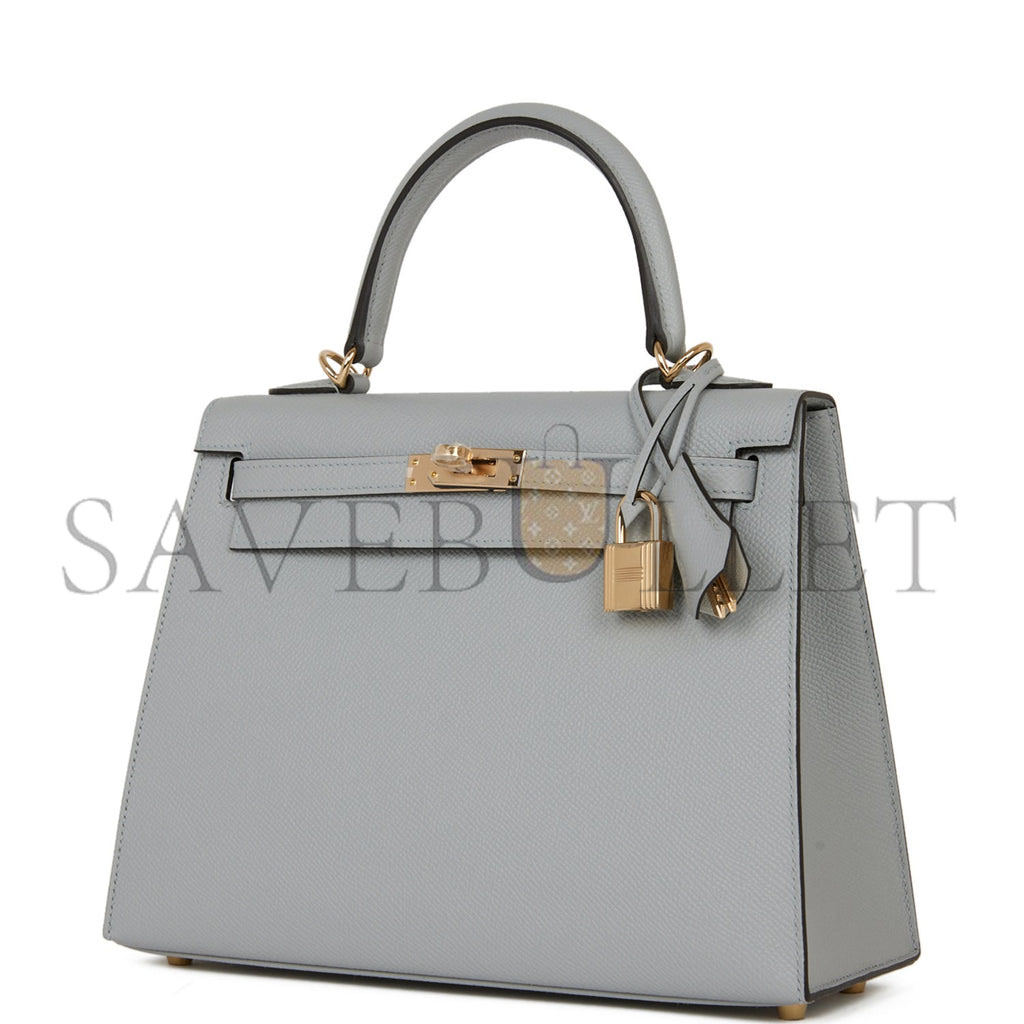 H**mes special order (hss) kelly sellier 25 bleu glacier verso epsom permabrass hardware handmade (25*17*7cm)