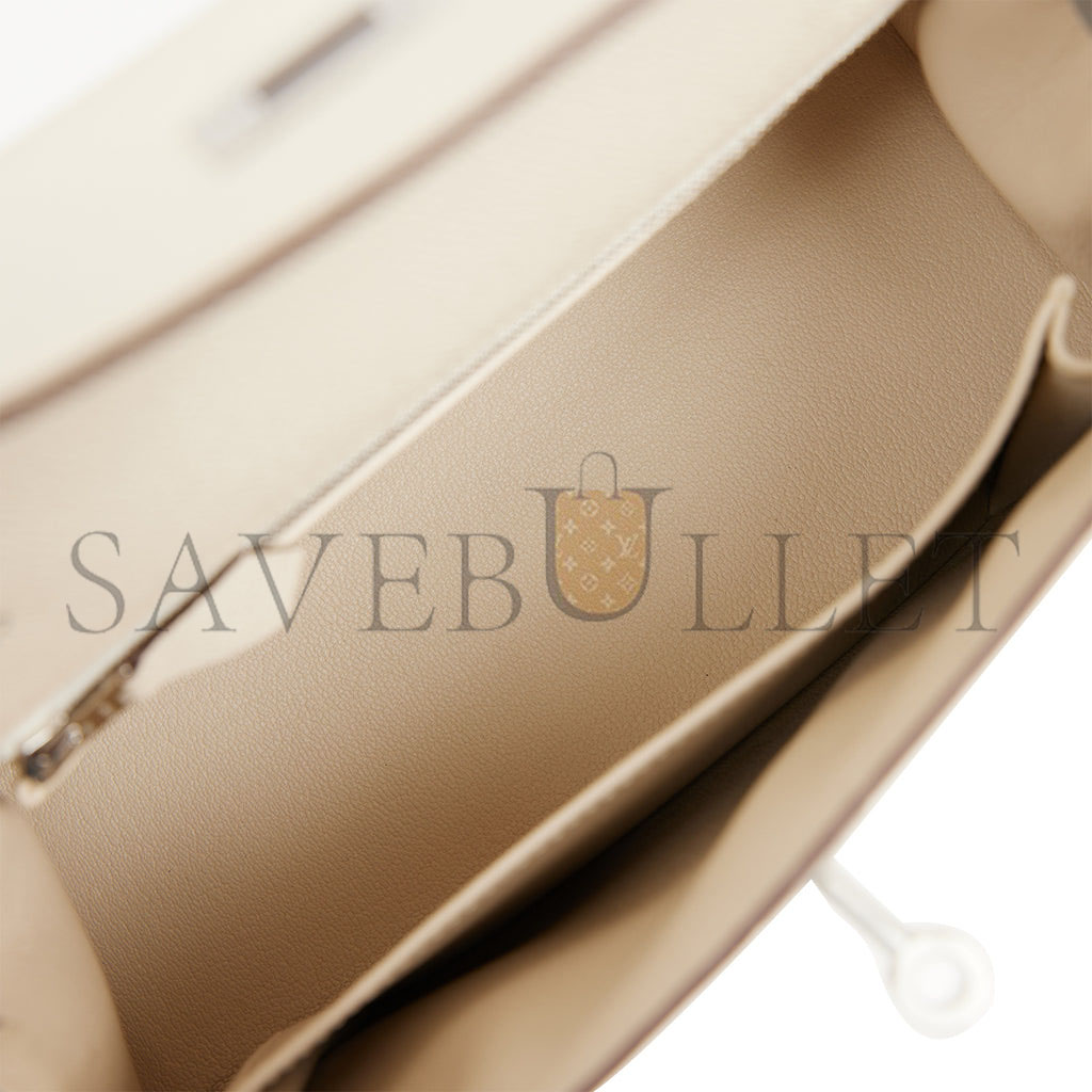 H**mes special order (hss) kelly sellier 25 craie and gris mouette epsom brushed palladium hardware handmade (25*17*7cm)