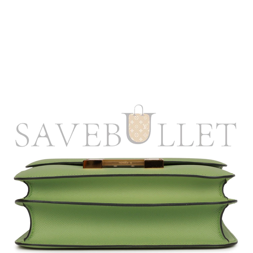 H**mes constance 24 vert criquet epsom gold hardware (24cm)