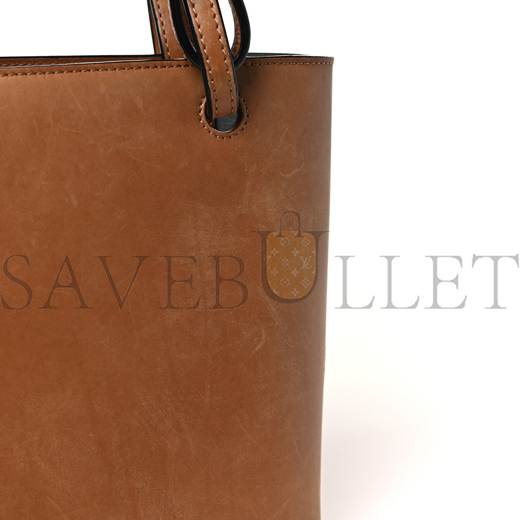 l*ew* calfskin double handle square tote camel capri blue (22*21*10cm)