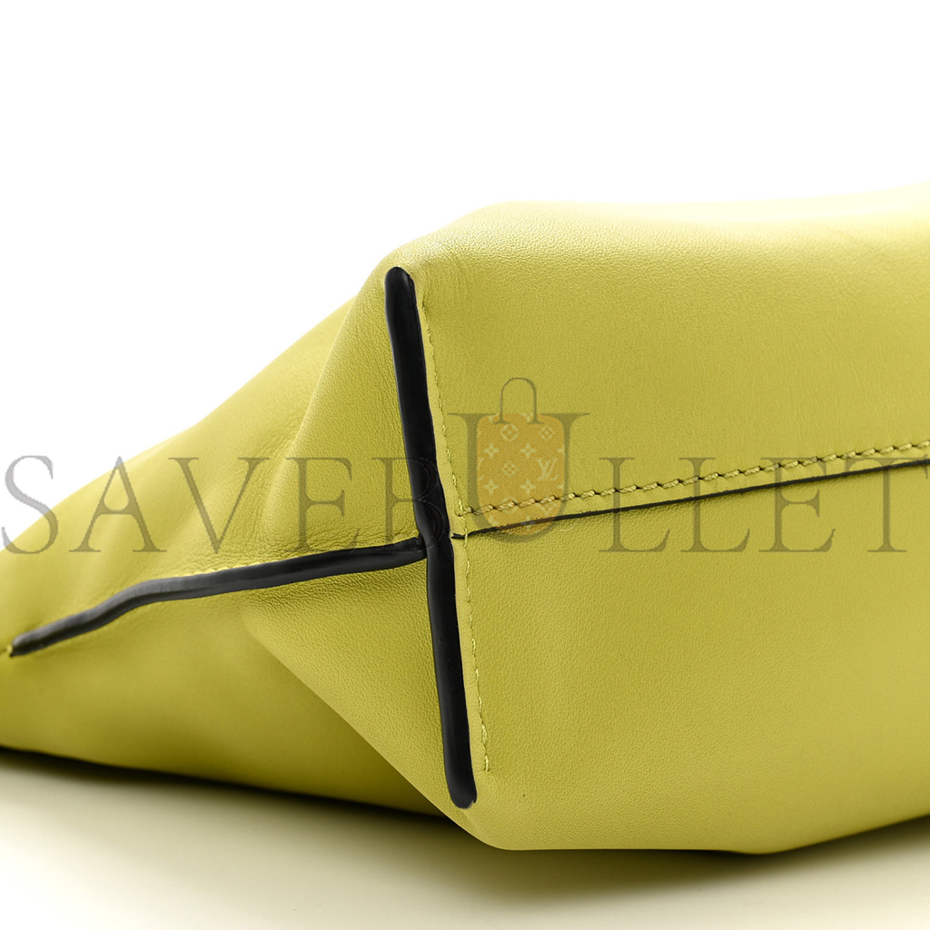 l*ew* calfskin mini flamenco knot clutch lime yellow (23*18*7cm)