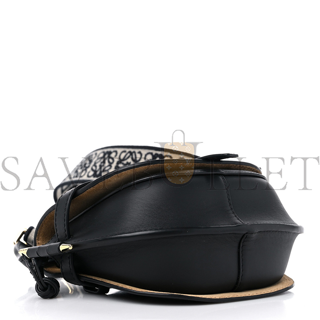 l*ew* calfskin jacquard mini gate dual bag black (21*13*9cm)