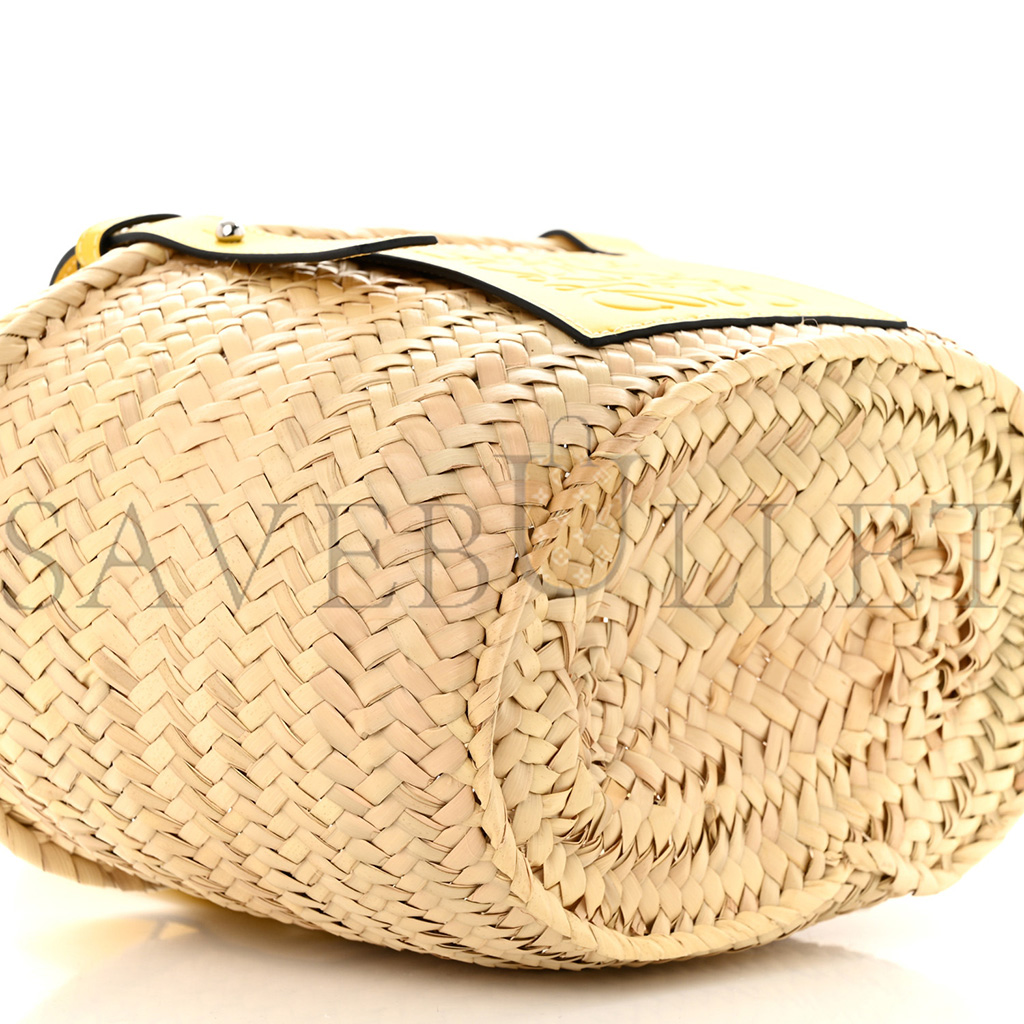 l*ew* raffia small basket tote bag natural yellow (21*18*13cm)