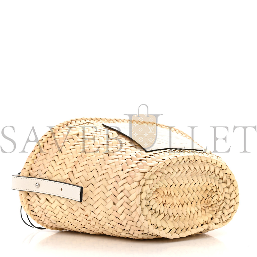l*ew* leaf palm calfskin drawstring bucket bag natural white (28*19*10cm)
