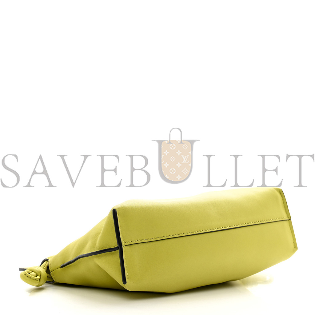 l*ew* calfskin mini flamenco knot clutch lime yellow (23*18*7cm)