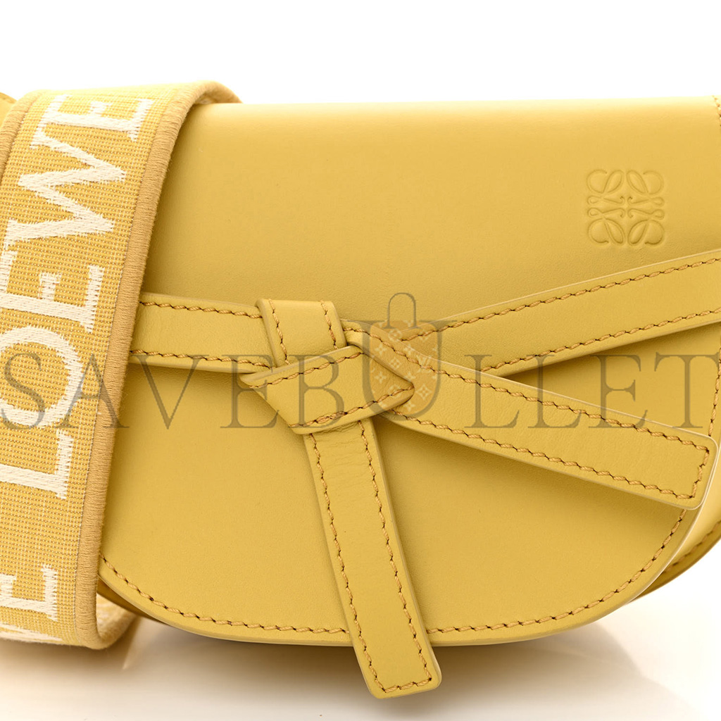 l*ew* calfskin jacquard mini gate dual bag dark yellow (19*14*9cm)