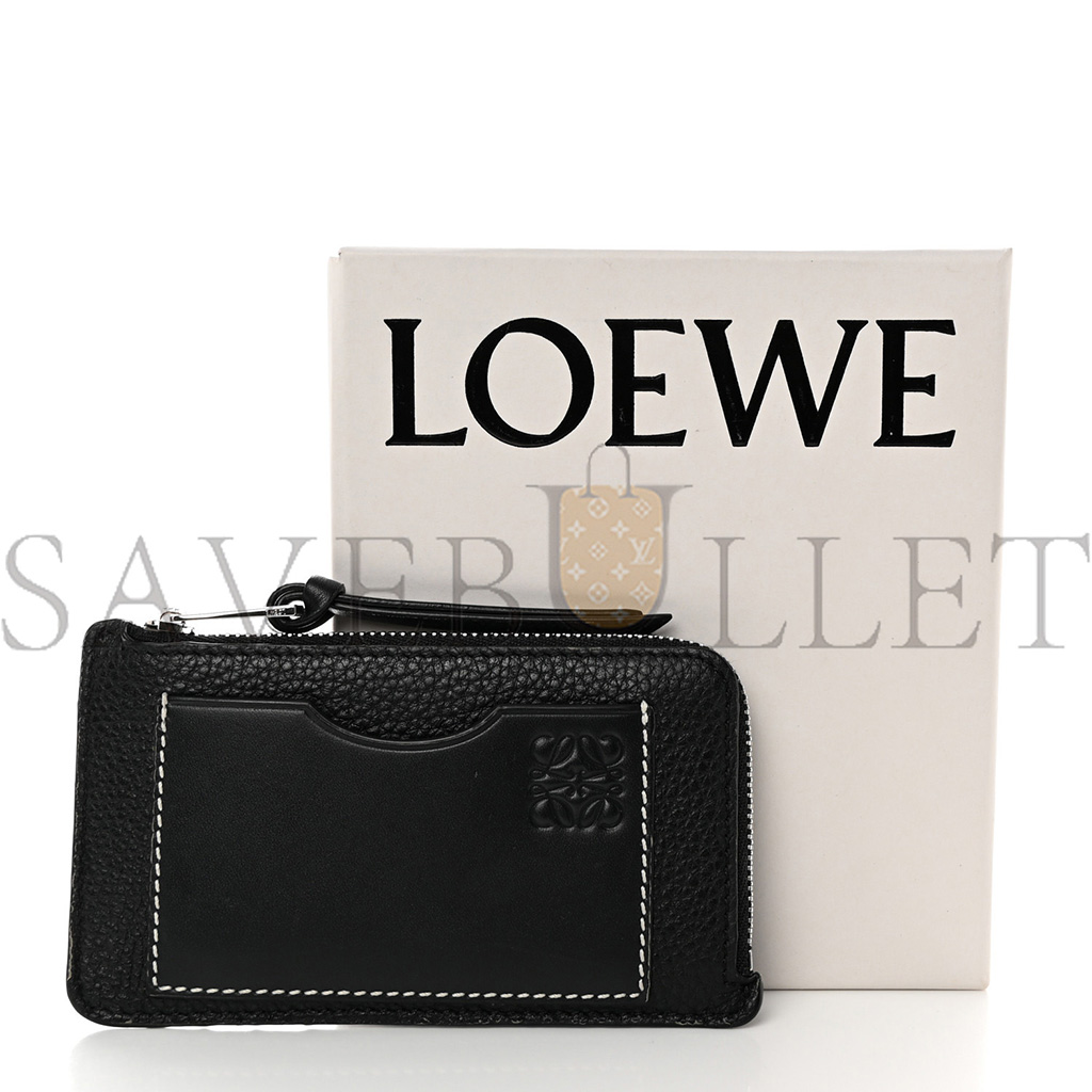 l*ew* soft grained calfskin coin card holder black (12*7cm)