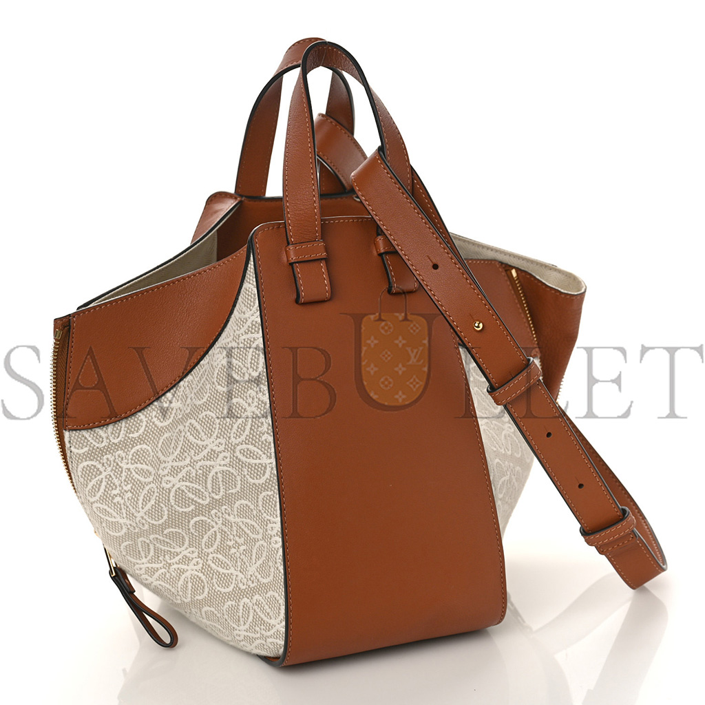 l*ew* calfskin canvas anagram small hammock shoulder bag ecru tan (30*25*13.5cm)