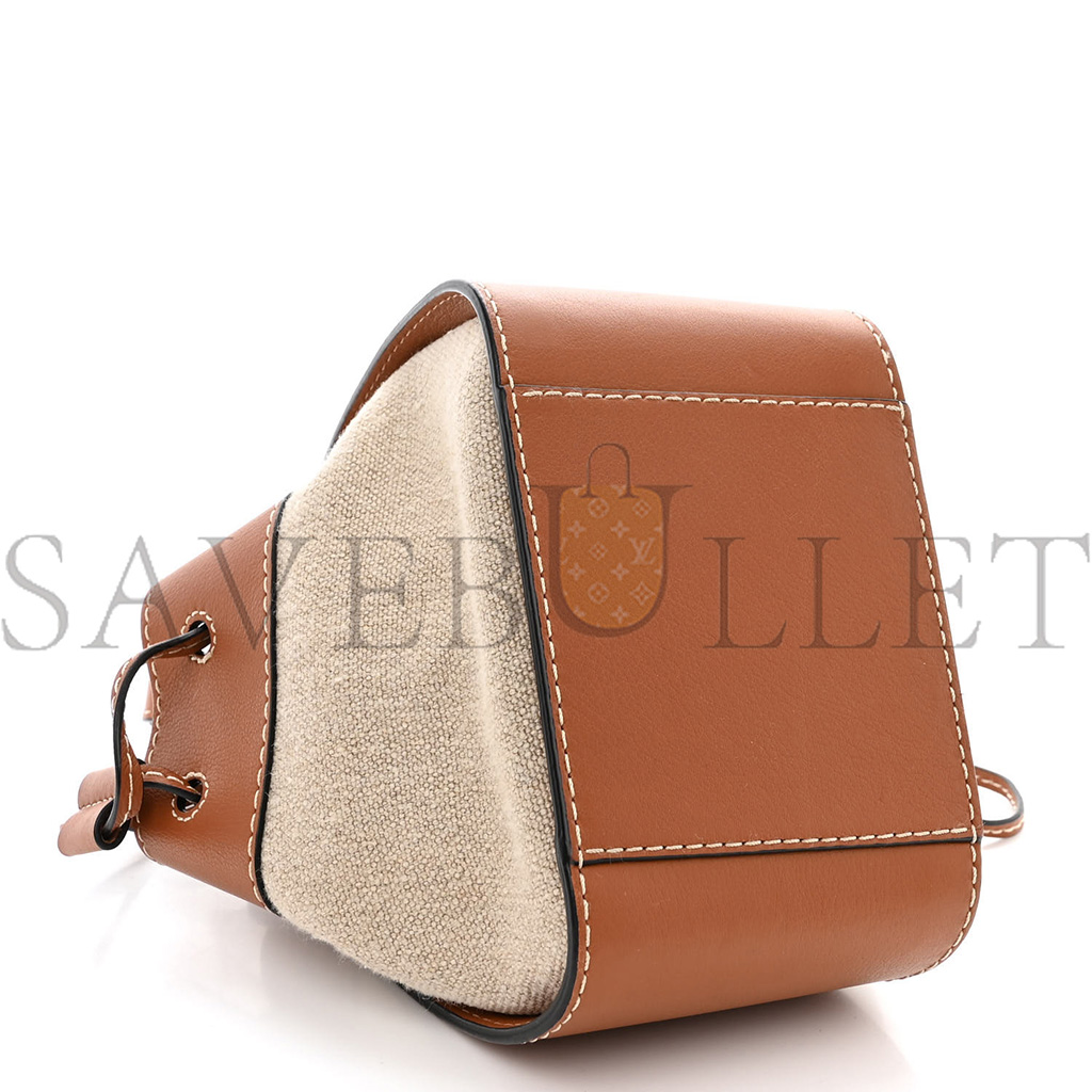 l*ew* calfskin canvas mini hammock shoulder bag natural tan (19*17*10cm)