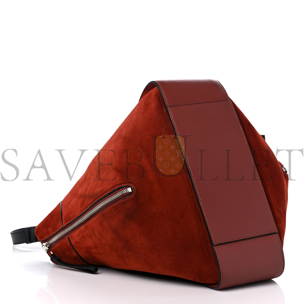 l*ew* calfskin suede hammock shoulder bag red (30*25*13.5cm)