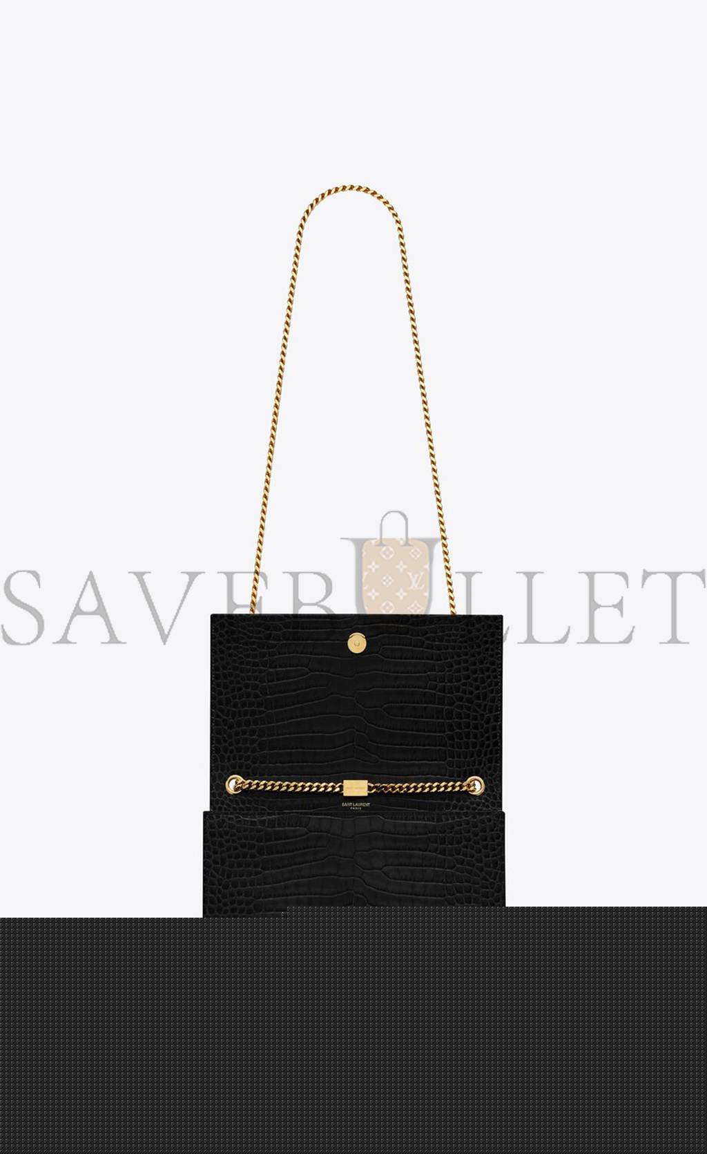 Y*L kate medium chain bag with tassel in crocodile-embossed shiny leather 354119dnd0j1000 (24*14.5*5.5cm)