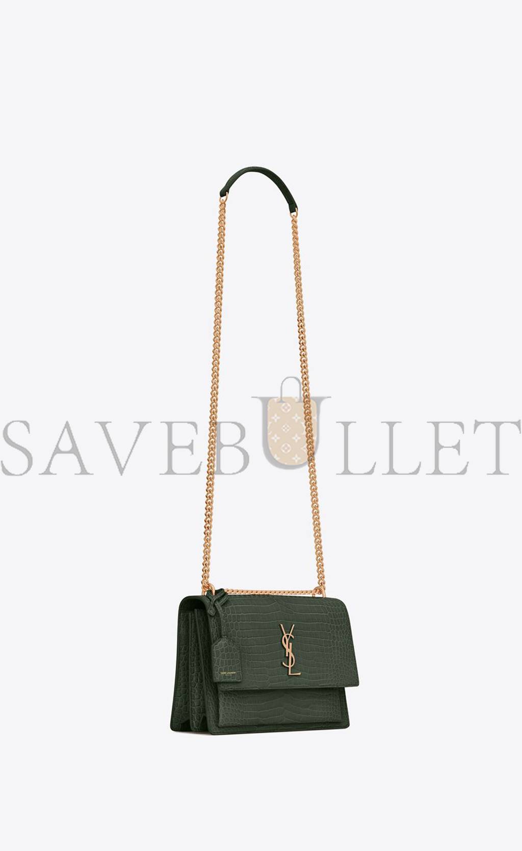 Y*L sunset medium chain bag in crocodile-embossed shiny leather 442906dnd0j3144 (22*16*6.5cm)