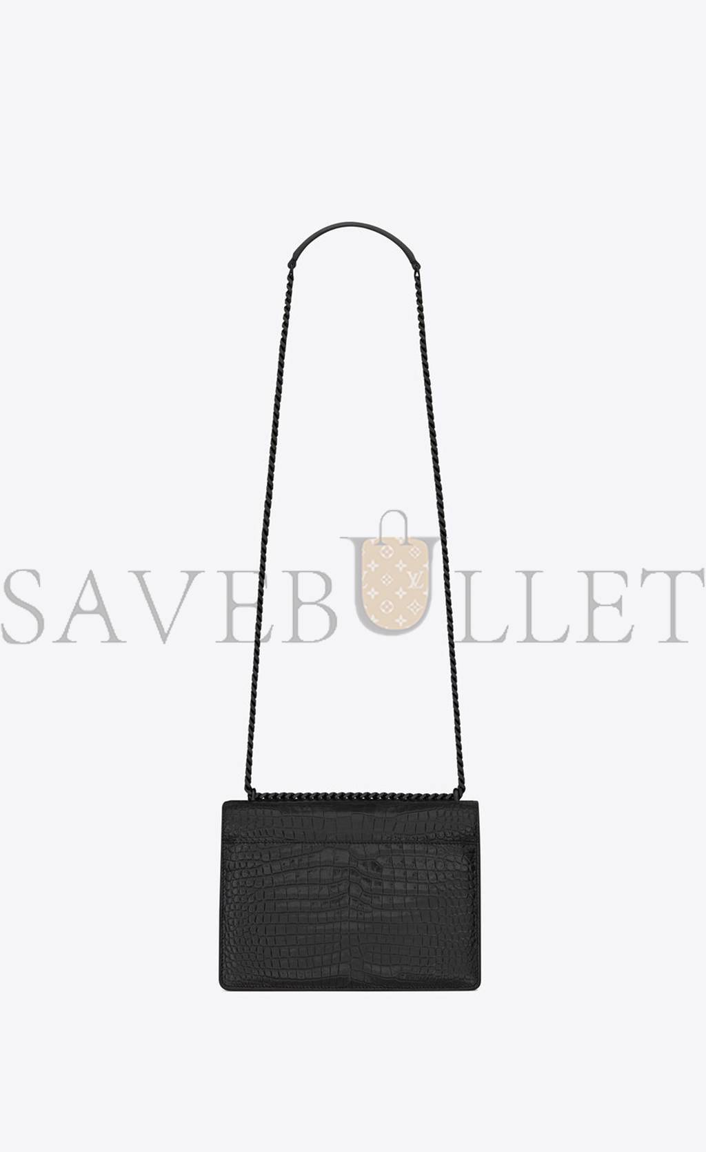 Y*L sunset medium chain bag in crocodile-embossed shiny leather 442906dnd0u1000 (22*16*6.5cm)