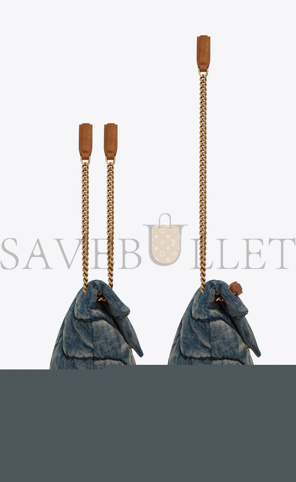 Y*L puffer medium chain bag in quilted vintage denim and suede 5774752pt674575 (35*23*13.5cm)