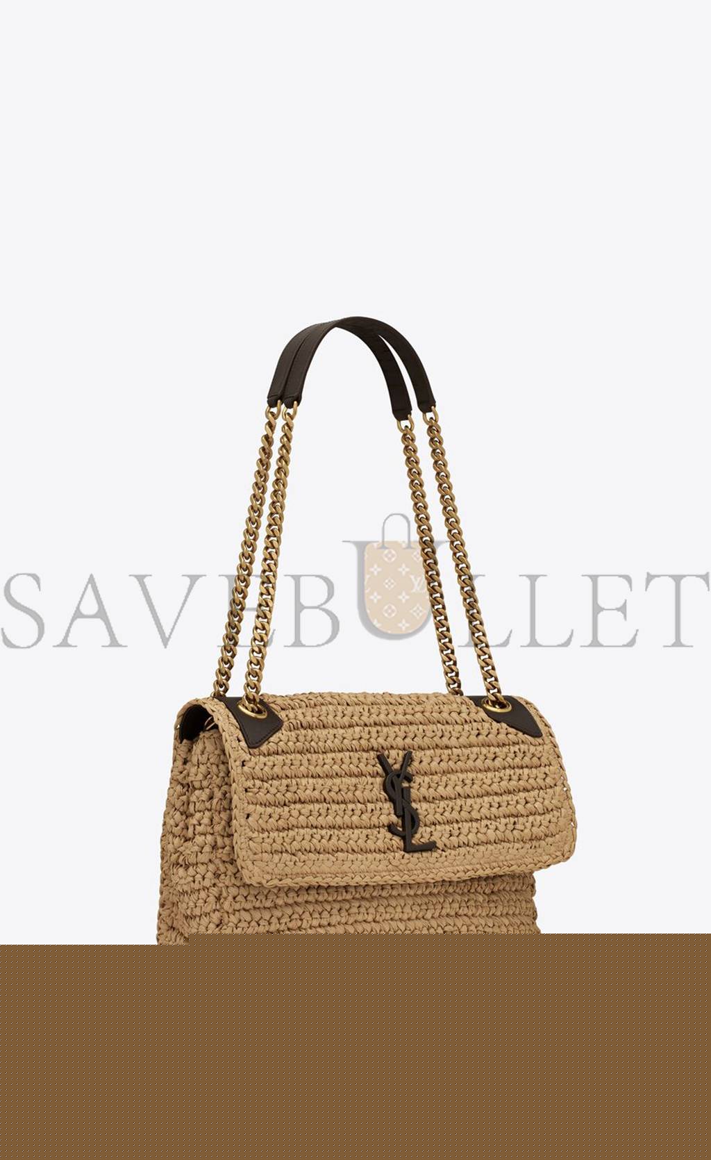 Y*L niki medium chain bag in raffia and leather 633187gg66w7069 (28*20*8.5cm)