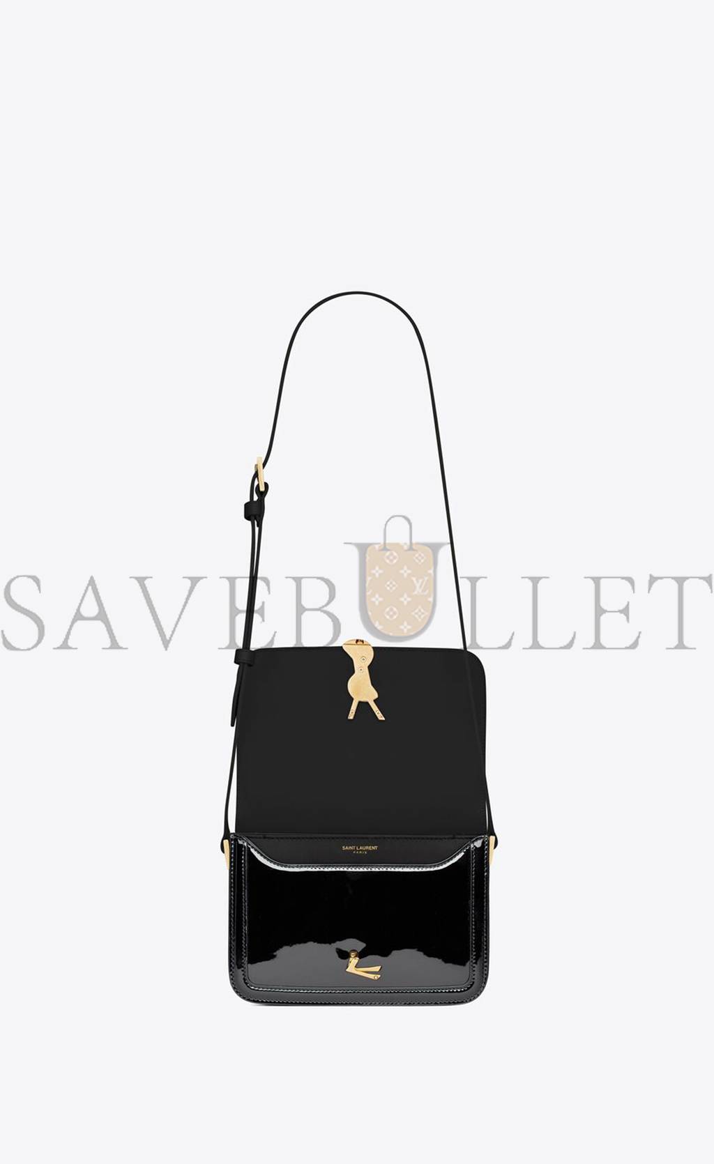 Y*L solferino small satchel in lacquered patent leather 634306bmiiw1000 (18.5*14*6cm)