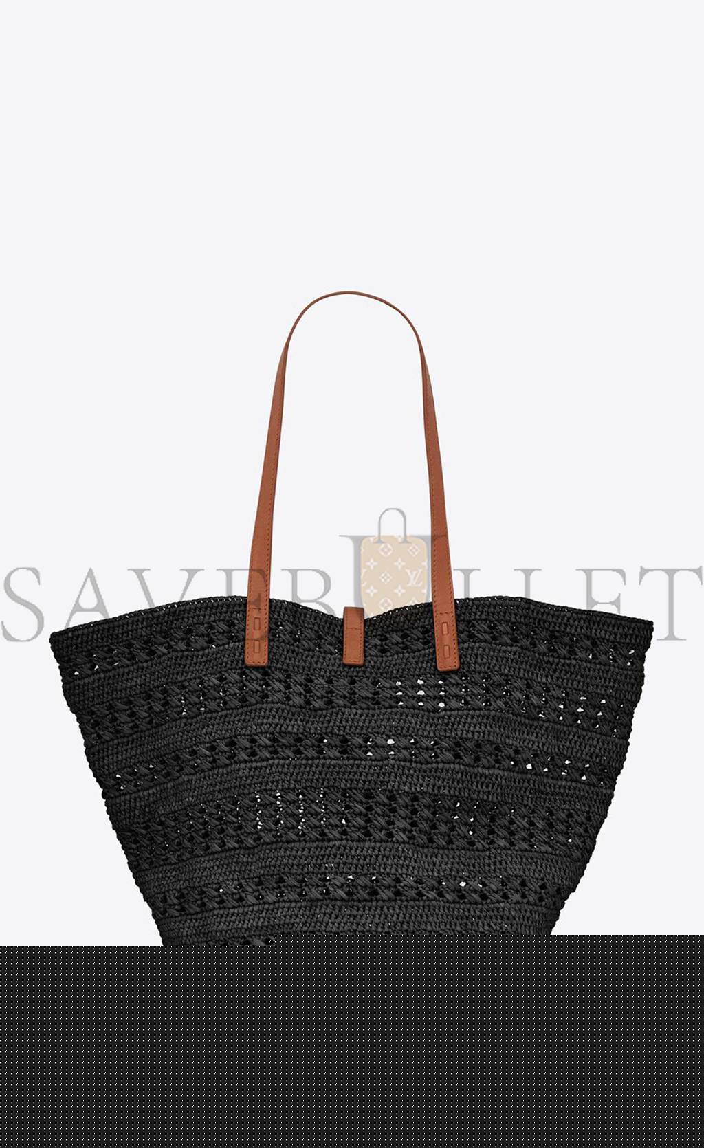 Y*L panier medium bag in crochet raffia and smooth leather 688221gaaac1062 (48*30*26cm)