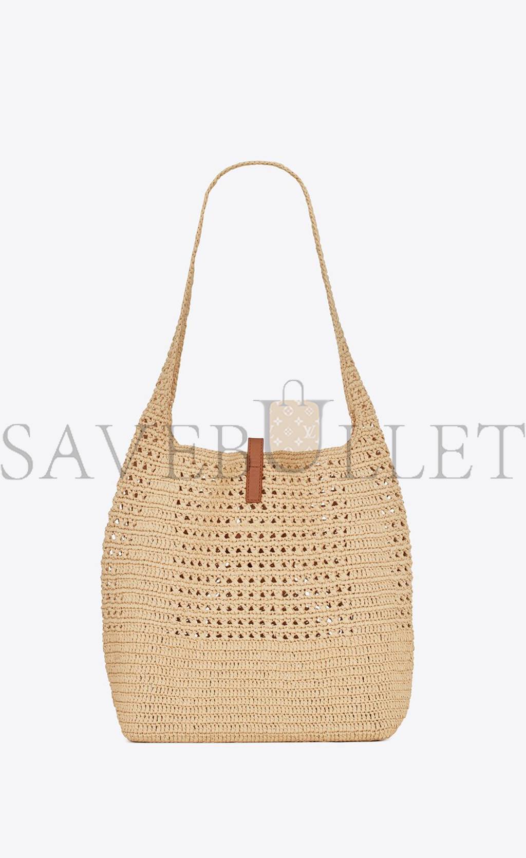 Y*L hobo raffia bag in crochet and smooth leather 690941gaaar2080 (37*30*14cm)